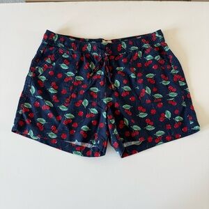 St. John's Bay Linen Blend Cherry Shorts Size L Modern Americana Picnic Chic